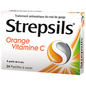 Strepsils Orange Vitamin C cough and cold medicine pastilles by Pasteur Pharmacy, 24 soothing lozenges in an orange flavor package