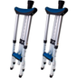 Foldable Carex crutches by Pasteur Pharmacy with adjustable height and ergonomic hand grips for comfortable support.