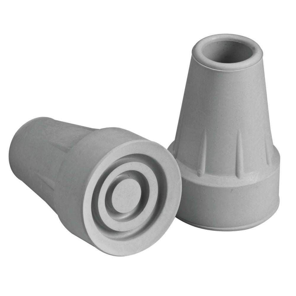 Grey Carex Standard Crutch Tips for crutches, showing durable rubber tips designed for stability and grip.