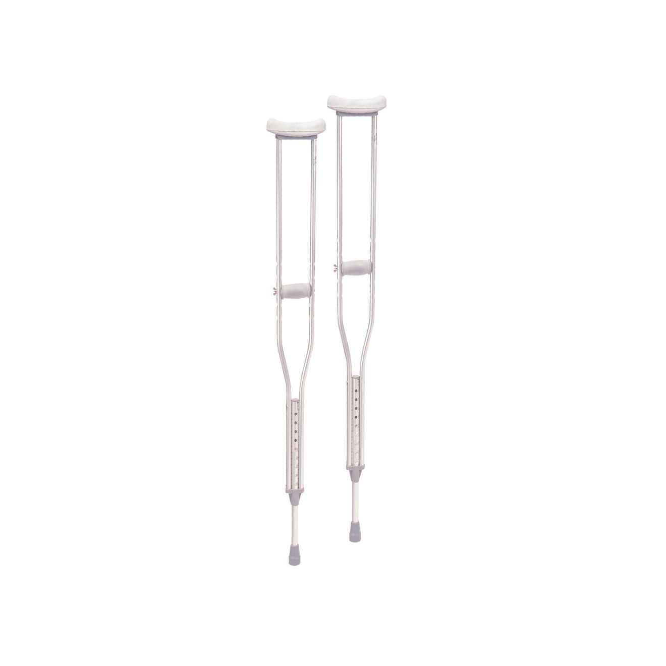 Youth crutches with accessories in the image, suitable for patients 4 ft 6 in to 5 ft 2 in, by Pasteur Pharmacy.