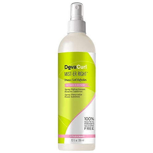 DevaCurl Mist-er Right Lavender Curl Revitalizer 12 oz spray bottle, designed to refresh and define curly hair.