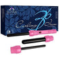 Pink Sutra Beauty triple barrel curling iron with interchangeable barrels, designed for creating smooth, defined curls.