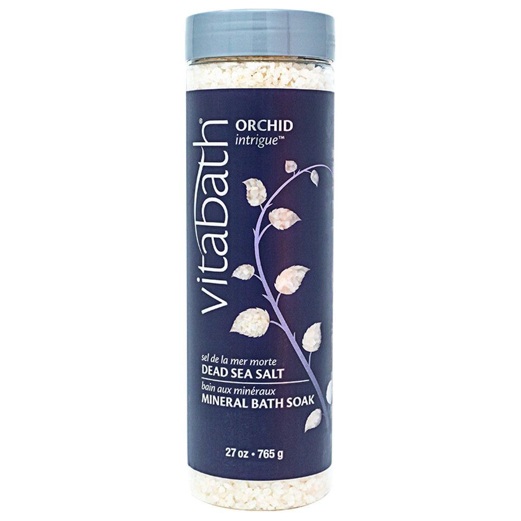 Dead Sea Salt by Vitabath, Orchid Intrigue scent, 27 oz jar, natural mineral bath salt with floral fragrance