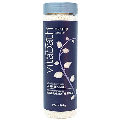 Dead Sea Salt by Vitabath, Orchid Intrigue scent, 27 oz jar, natural mineral bath salt with floral fragrance