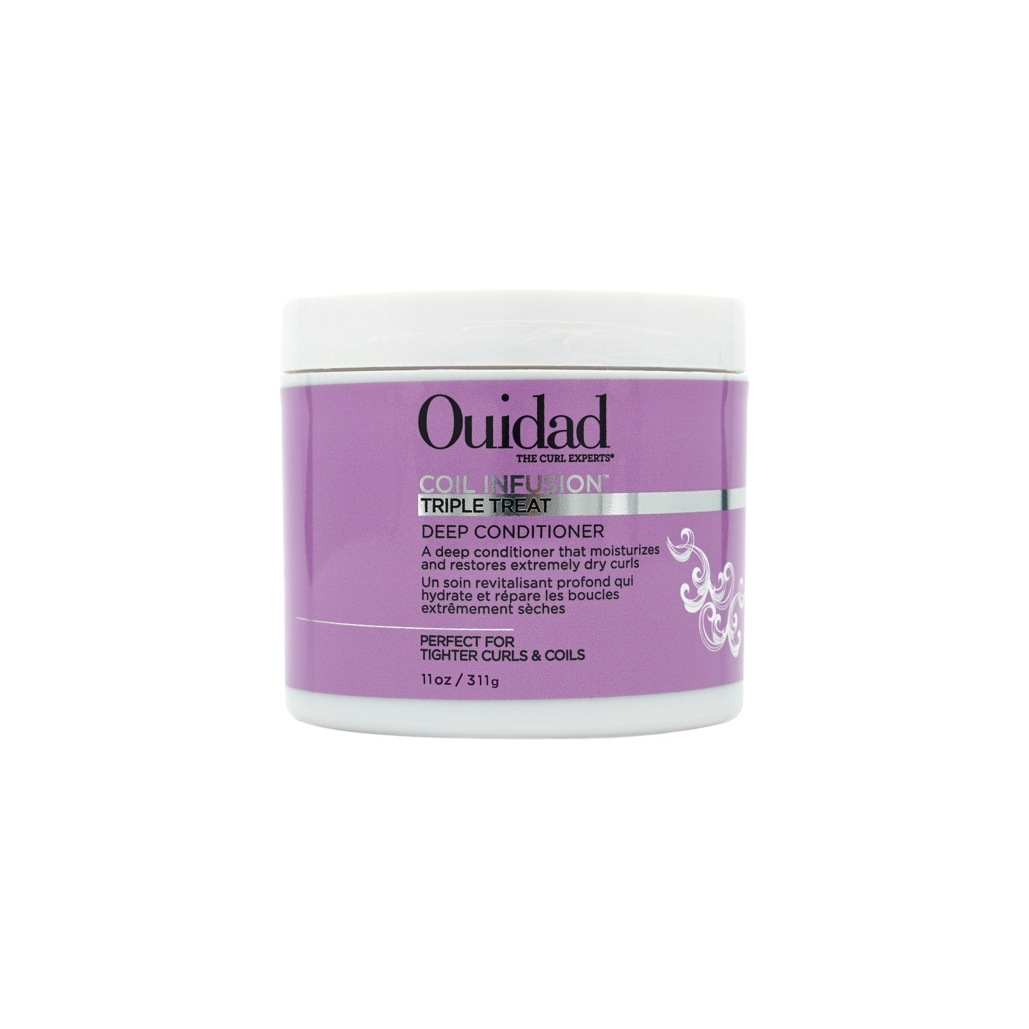 Ouidad Triple Treat Deep Conditioner in 12.5 oz bottle, hydrating hair treatment with natural ingredients, for deep nourishment and repair.