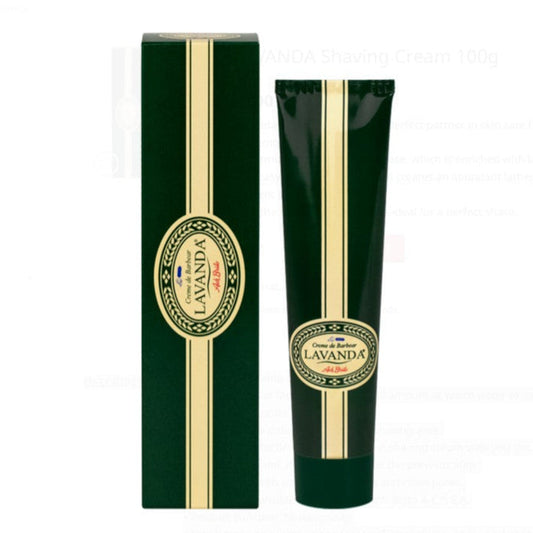 Ach. Brito Lavanda shaving cream in 100g tube, featuring lavender scent and classic packaging from Pasteur Pharmacy.