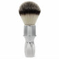 Alpha Brush & Shaving Co. T-400 Silver 24mm shaving brush with silver handle and dense bristles, ideal for wet shaving.