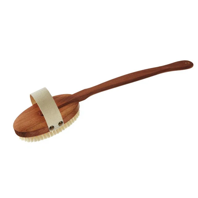 Bürstenfabrik Keller GmbH Badebürste in Buchenholz with soft natural bristles, designed for sensitive skin, by Pasteur Pharmacy.