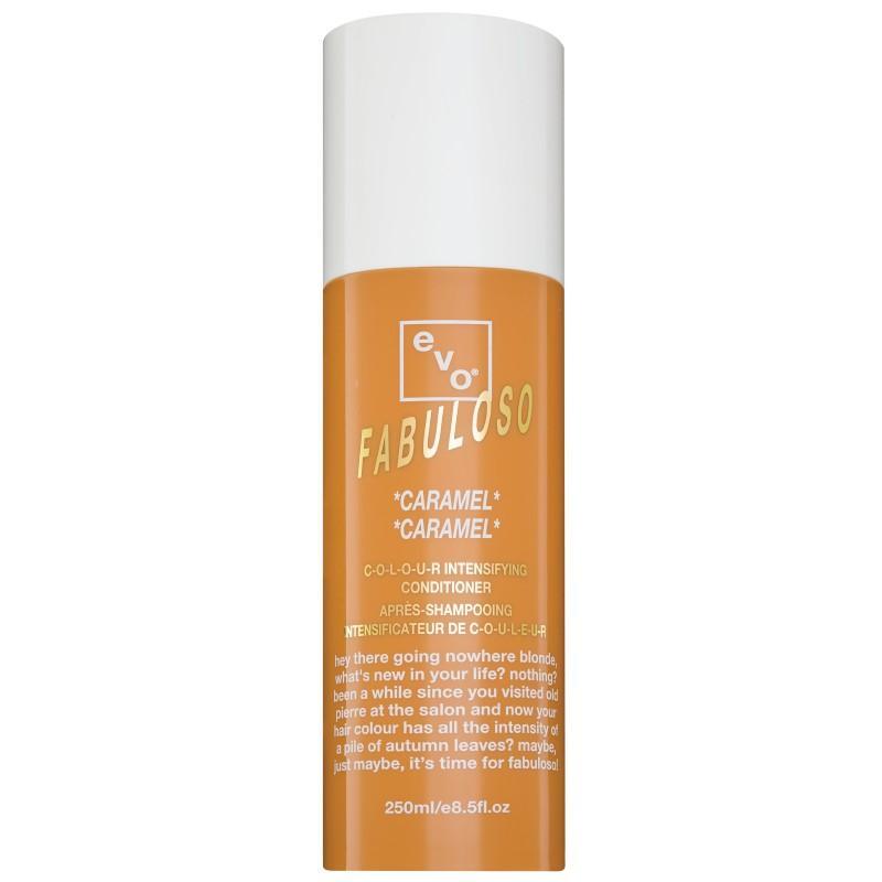 EVO Fabuloso Colour Intensifying Conditioner Caramel 250ml bottle showing the product label and packaging.