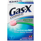 Gas-X Extra Strength chewable tablets with cherry creme flavor, shown in blister packaging by Pasteur Pharmacy.