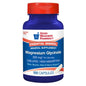 Bottle of Pasteur Pharmacy Good Neighbor Magnesium Glycinate 200mg capsules, 100 count, with label showing capsules and brand name.