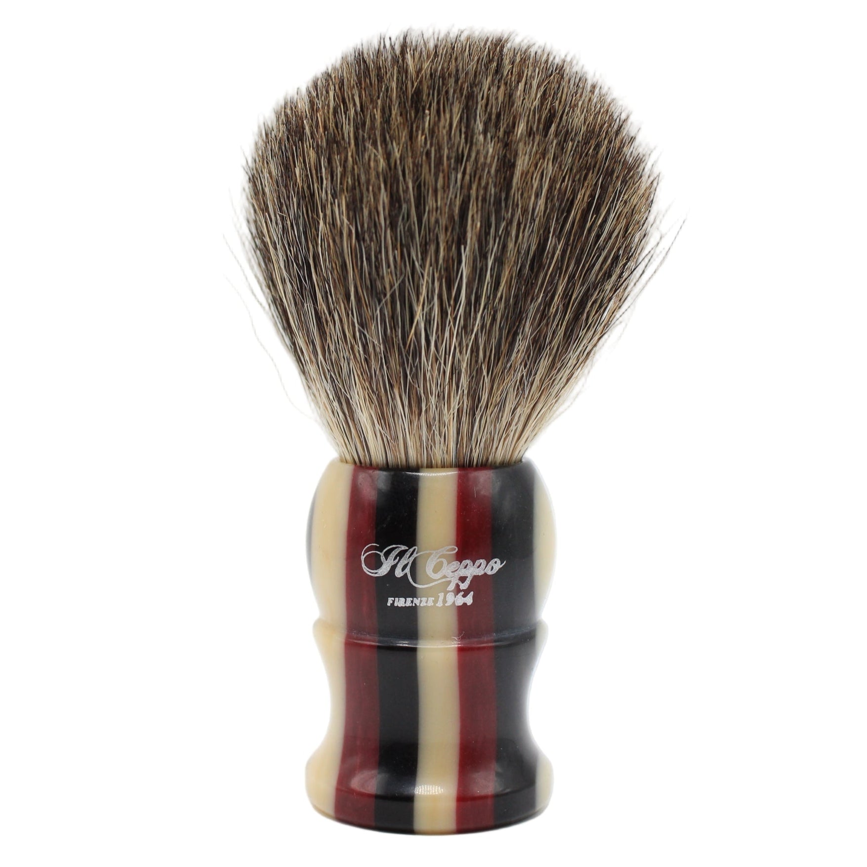 Il Ceppo Red Handle Pure Badger Bristle Shave Brush with red handle and soft bristles for a traditional shaving experience