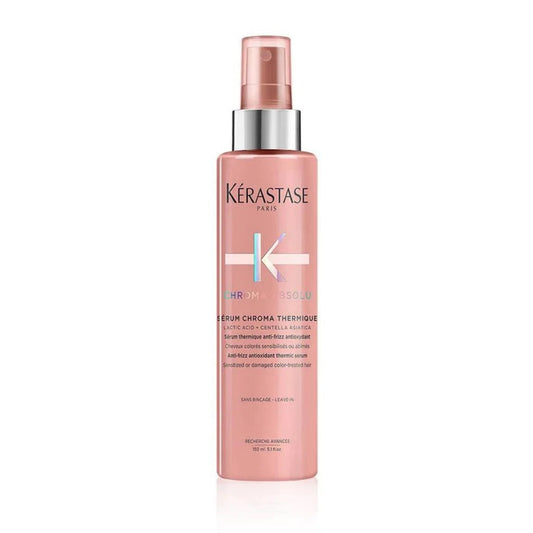Kerastase Chroma Absolu Serum Chroma Thermique heat-protective serum for colored hair in 150ml bottle.