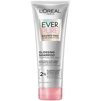 L'Oréal Paris EverPure Glossing Shampoo sulfate-free 6.8 oz bottle, with sleek packaging and clear label visible.
