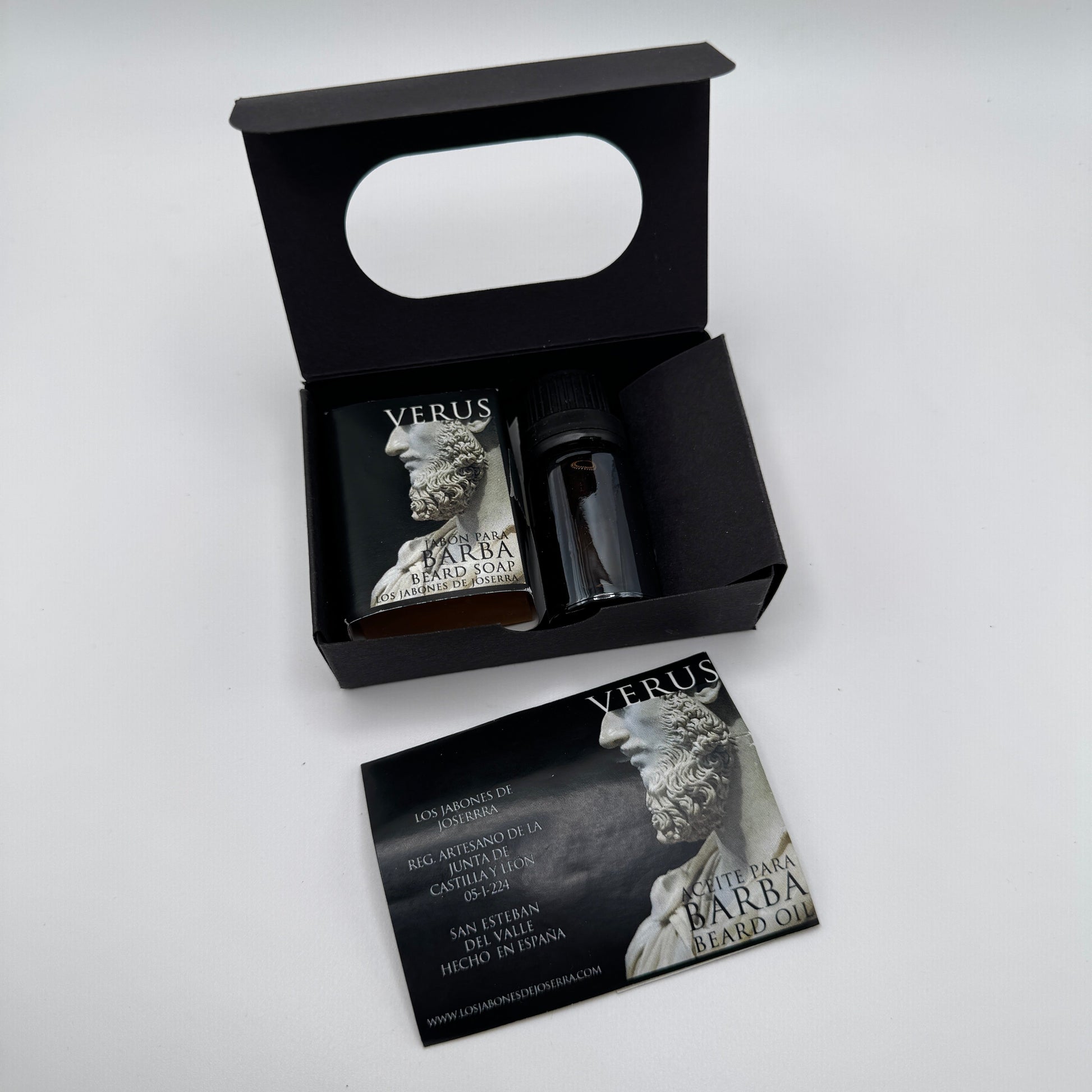 Los Jabones de Joserra beard soap and oil travel kit with 3.5oz bottles, featuring natural ingredients and grooming essentials.
