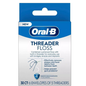 Dental floss by Pasteur Pharmacy, Oral-B Glide Threader for bridges, braces, and implants, 30-count package.