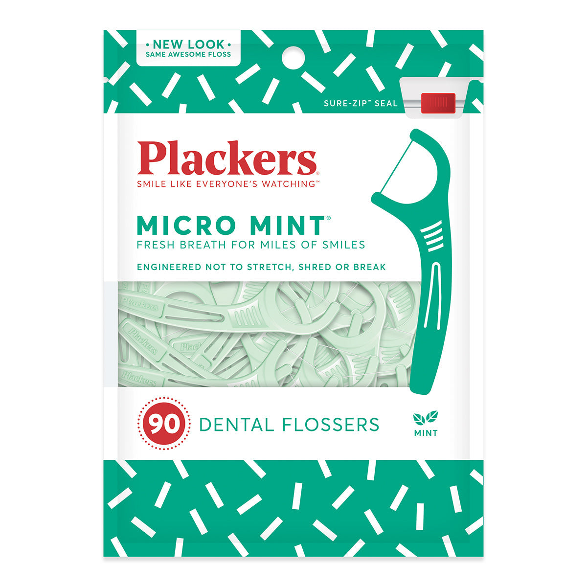 Dental floss picks with fresh mint flavor from Pasteur Pharmacy, featuring Plackers Micro Line Floss for effective cleaning.