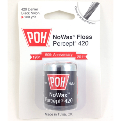 Pasteur Pharmacy POH NoWax Floss Percept 420 dental floss, 100 yards, shown in a close-up image of the floss spool.