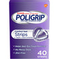 Super Poligrip Denture Adhesive Comfort Seal Strips by Pasteur Pharmacy, 40-count, shown in a blister pack on a white background.