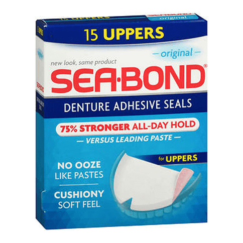 Sea-Bond Denture Adhesive Wafers Uppers by Pasteur Pharmacy, 15 wafers in a container for secure denture fit.