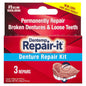 Dentemp Repair-It Advanced Formula Denture Repair Kit with repair adhesive and tools for quick denture fixes.