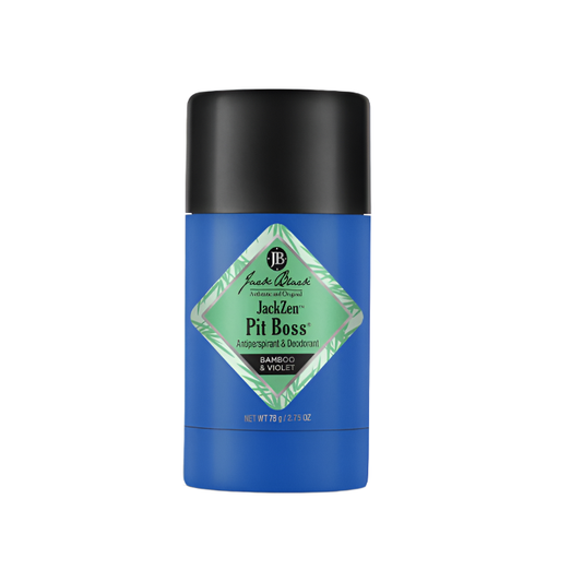 Jack Black JackZen Pit Boss antiperspirant and deodorant 2.75 oz, natural stick with fresh scent for odor and sweat protection.