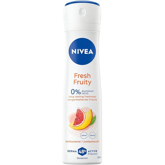 Nivea Fresh Fruity 48h deodorant and anti-perspirant stick with fruity scent, placed on a neutral background.