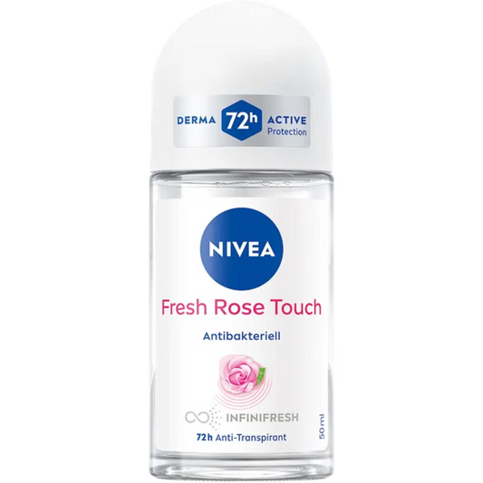 NIVEA Fresh Rose Touch 72h anti-perspirant roll-on for women in 50ml bottle, deodorant and anti-perspirant product