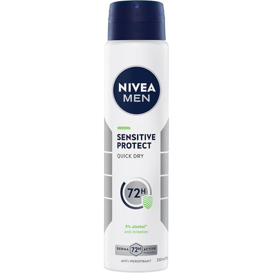 Nivea Men spray anti-perspirant deodorant, quick-dry formula, 150 ml bottle, designed for men's freshness and odor protection.