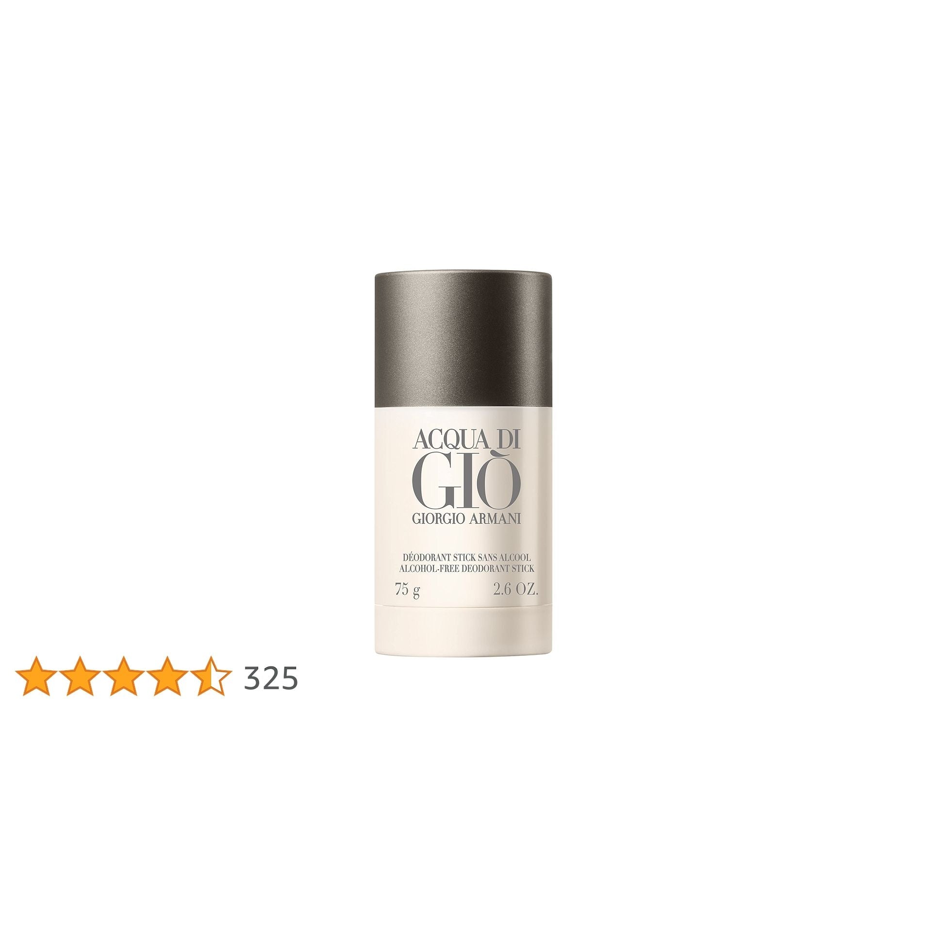 Acqua di Giò Giorgio Armani men's deodorant stick, 2.6oz alcohol-free anti-perspirant, natural scent, in a sleek container