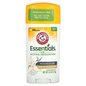 Arm & Hammer Essentials magnesium vanilla sandalwood natural deodorant in 2.5 oz stick, featuring crisp scent and smooth application.