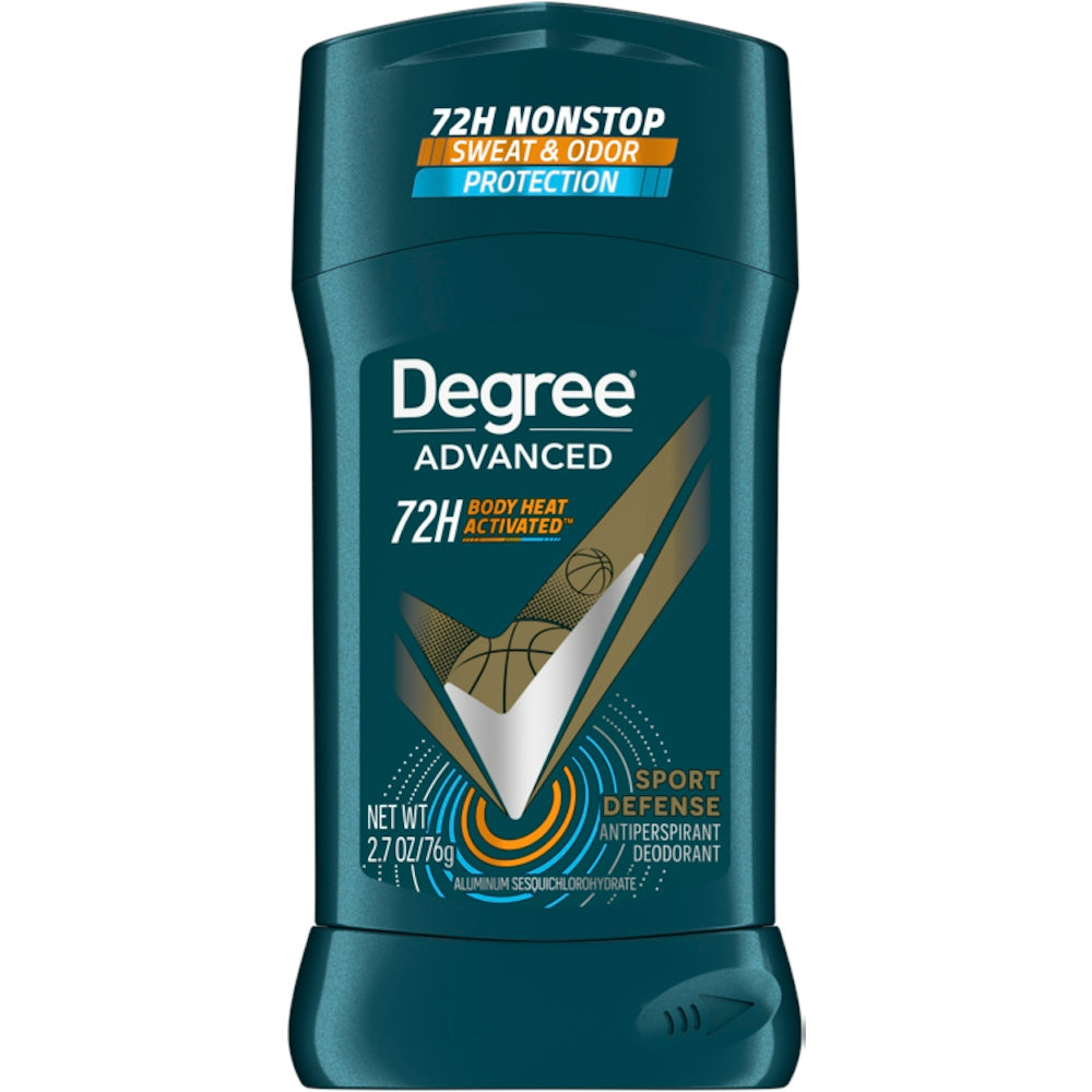 Degree Men Advanced Protection antiperspirant deodorant in 2.7 oz stick, designed for sport defense and all-day freshness