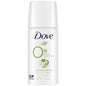Dove 0% aluminum deodorant spray with cucumber and green tea in a travel size bottle, natural scent, designed for freshness.