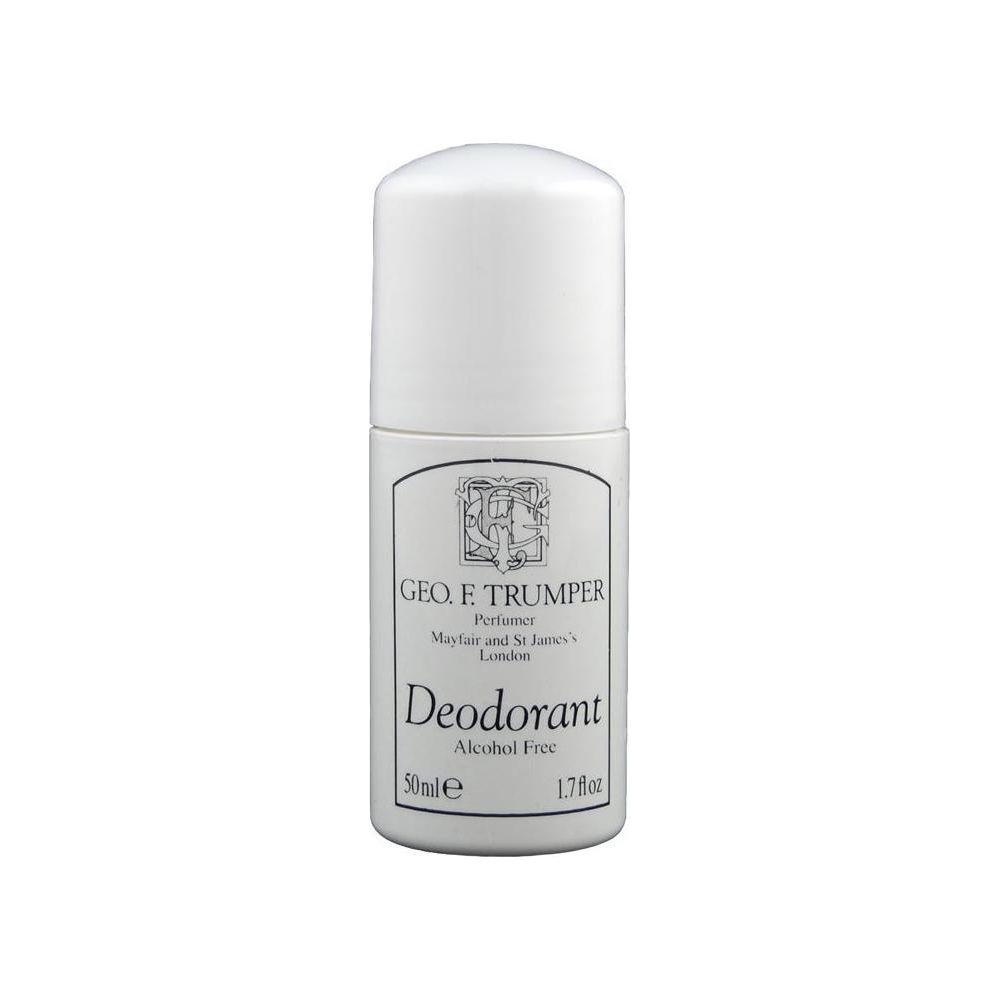 Geo. F. Trumper alcohol-free roll-on deodorant in 50ml bottle, natural scent, designed for fresh and odor-free skin.