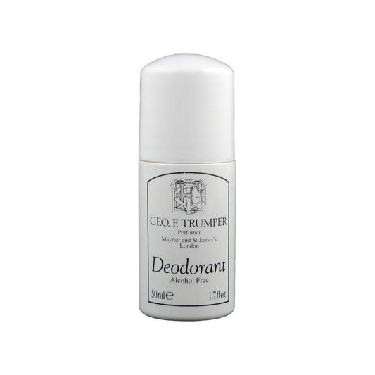 Geo. F. Trumper alcohol-free roll-on deodorant in 50ml bottle, natural scent, designed for fresh and odor-free skin.