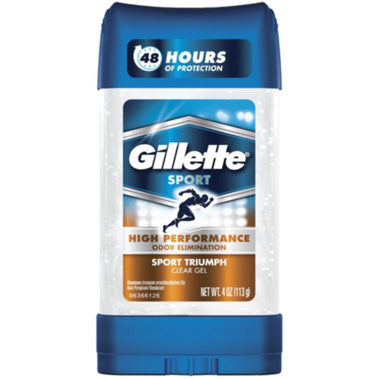 Gillette Antiperspirant Deodorant for Men in clear gel, Sport Active, 3.8 oz, providing 72-hour sweat protection