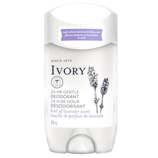Ivory aluminum-free deodorant stick with hint of lavender, 24-hour odor protection, 2.4 oz, from Pasteur Pharmacy.