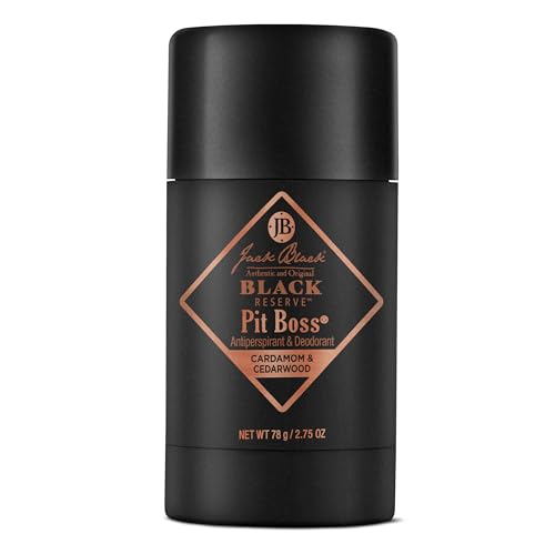 Jack Black Black Reserve Pit Boss antiperspirant and deodorant in a 2.75 oz stick, designed for effective odor and sweat control.