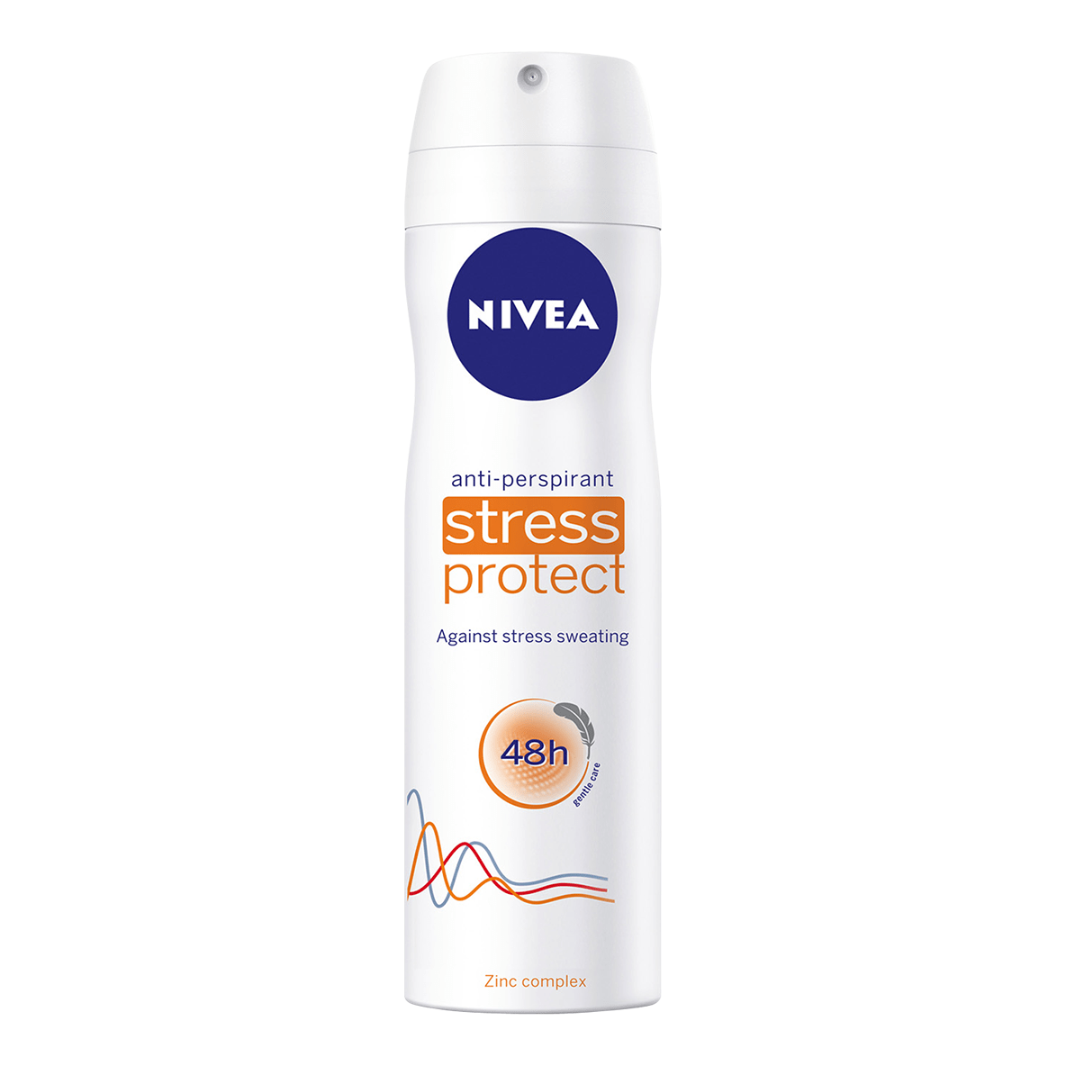 Nivea Stress Protect female deodorant spray in 150ml bottle, featuring a white and blue design for effective odor protection