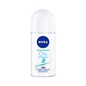 Nivea Women Fresh Comfort Roll On Deodorant 50ml bottle, white container with blue cap, on a neutral background.