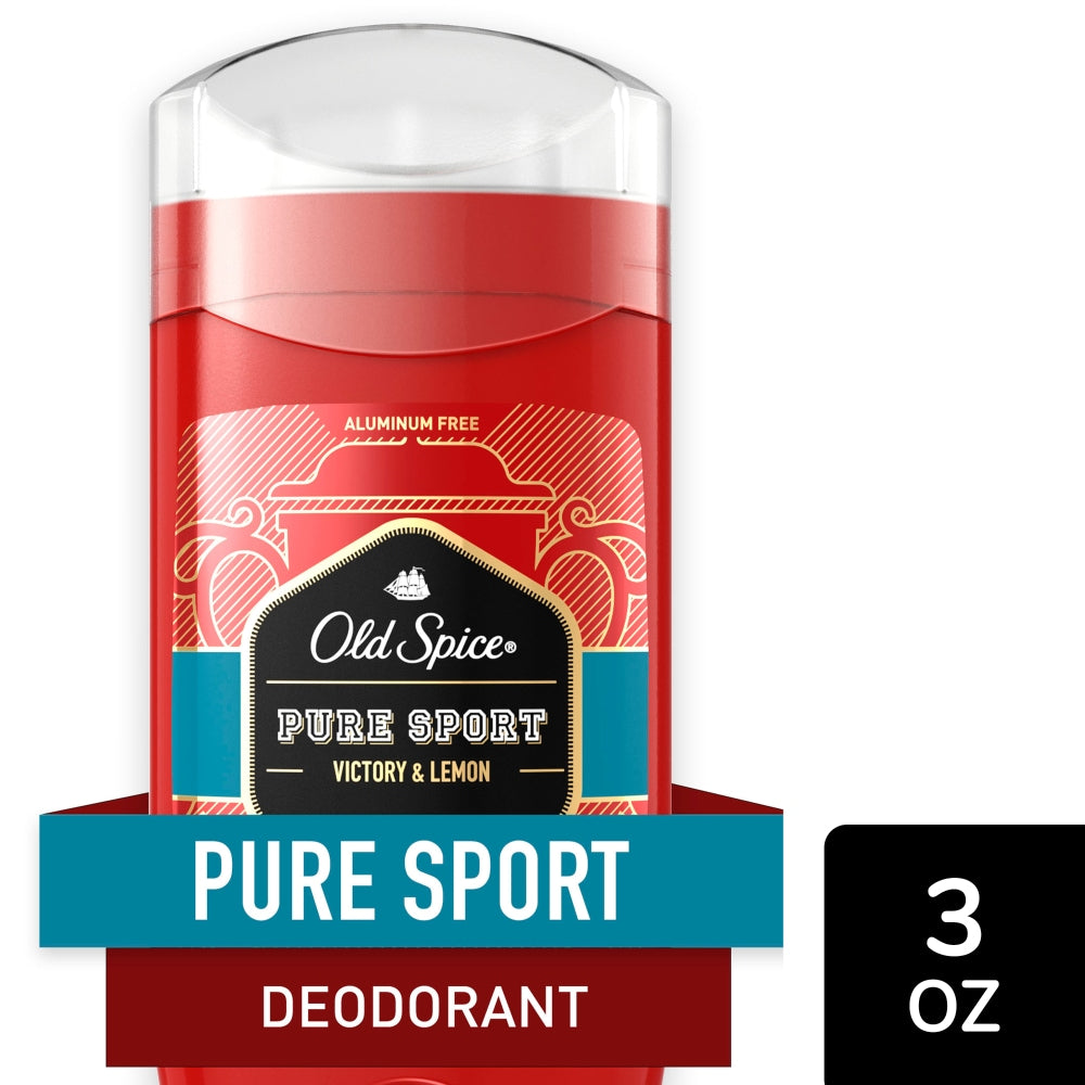 Old Spice Red Collection men's deodorant with Pure Sport scent, aluminum-free 3.0 oz stick, fresh and invigorating fragrance.