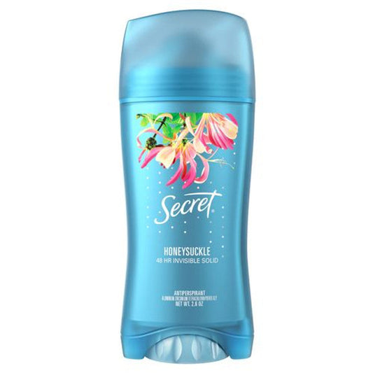 Pasteur Pharmacy Secret Antiperspirant deodorant stick with honeysuckle scent, 2.6 oz, invisible solid formula.