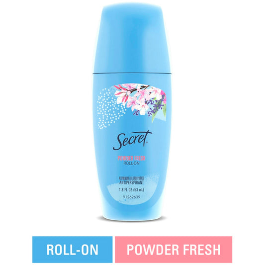 Pasteur Pharmacy Secret Antiperspirant Roll-On in Powder Fresh scent, 1.8 fl oz deodorant for odor protection.