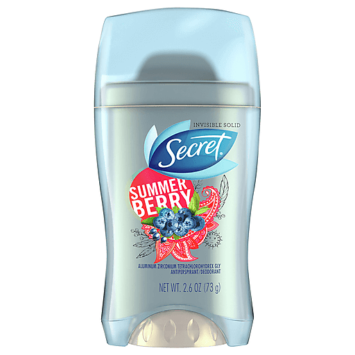 Pasteur Pharmacy Secret Fresh Antiperspirant Deodorant Invisible Solid in Summer Berry, 2.6 oz, showing the deodorant stick and packaging