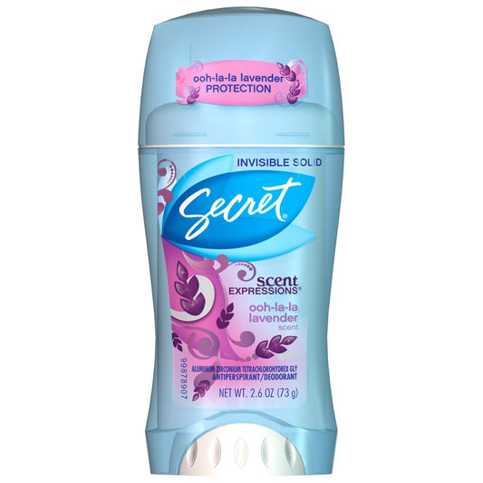 Secret Fresh Invisible Solid Antiperspirant and Deodorant in lavender scent, Pasteur Pharmacy, 2.6 oz container.