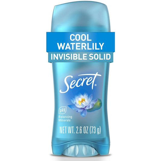 Pasteur Pharmacy Secret Fresh Invisible Solid Antiperspirant and Deodorant in Waterlily scent, 2.6oz container.