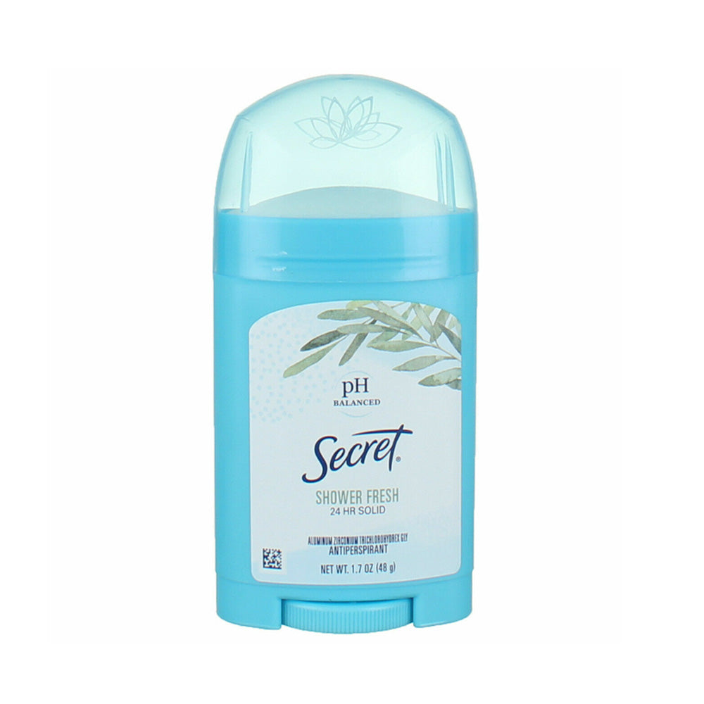 Pasteur Pharmacy Secret Wide Solid Antiperspirant and Deodorant in Shower Fresh scent, 1.7 oz container, shown in the image.