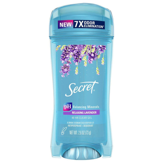 Secret Women's Fresh Clear Gel Antiperspirant and Deodorant in Relaxing Lavender scent, 2.6 oz, in a transparent gel stick container.