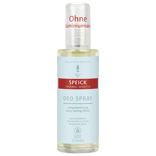 Speick Thermal Sensitive Deodorant Spray by Pasteur Pharmacy, natural and gentle, 75ml bottle with a clear spray nozzle.