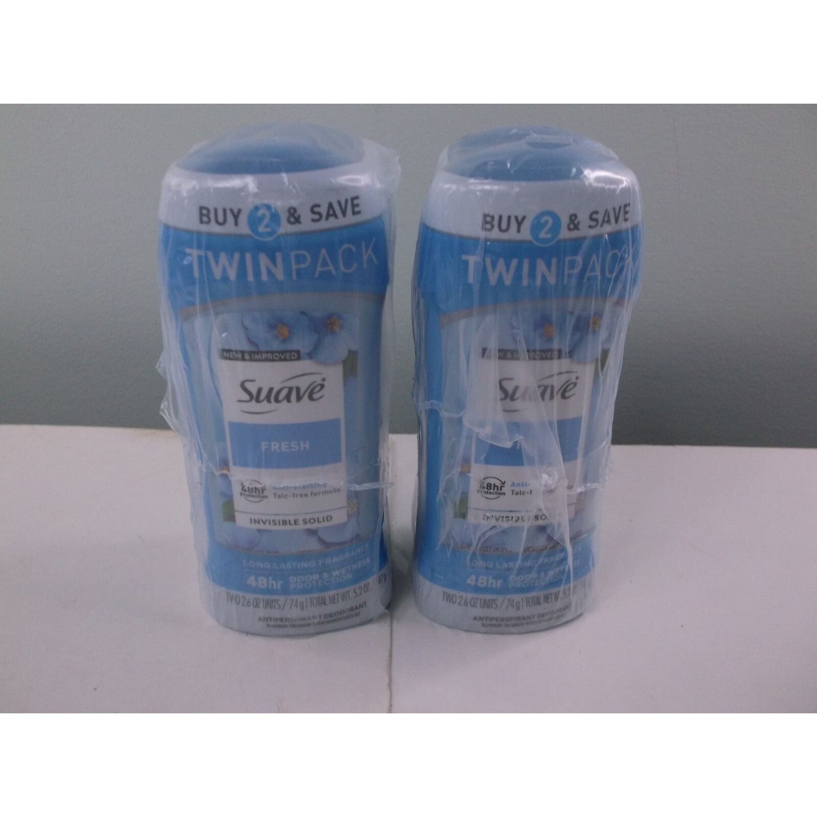 Twin pack of Pasteur Pharmacy Suave Brands women's antiperspirant deodorant, 48-hour fresh protection, 2.6 oz each.